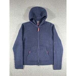 Ralph Ralph Lauren Navy Blue‎ Ribbed Knit Full Zip Hoodie Size L